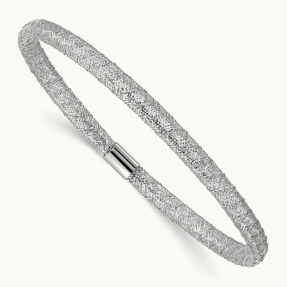 Plating Stretch Mesh Bracelet, 14K with White Rhodium