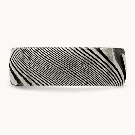 Damascus Steel Polished Band, 8mm