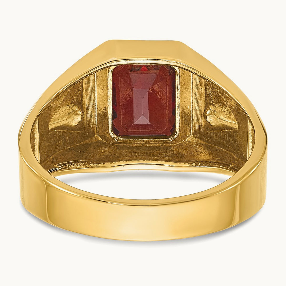 IBGoodman Men's Polished and Satin Garnet and Diamond Complete Ring, 14K