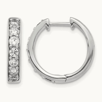 Diamond Hinged Hoop Earrings, 14K White Gold
