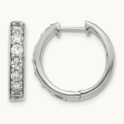 Diamond Hinged Hoop Earrings, 14K White Gold