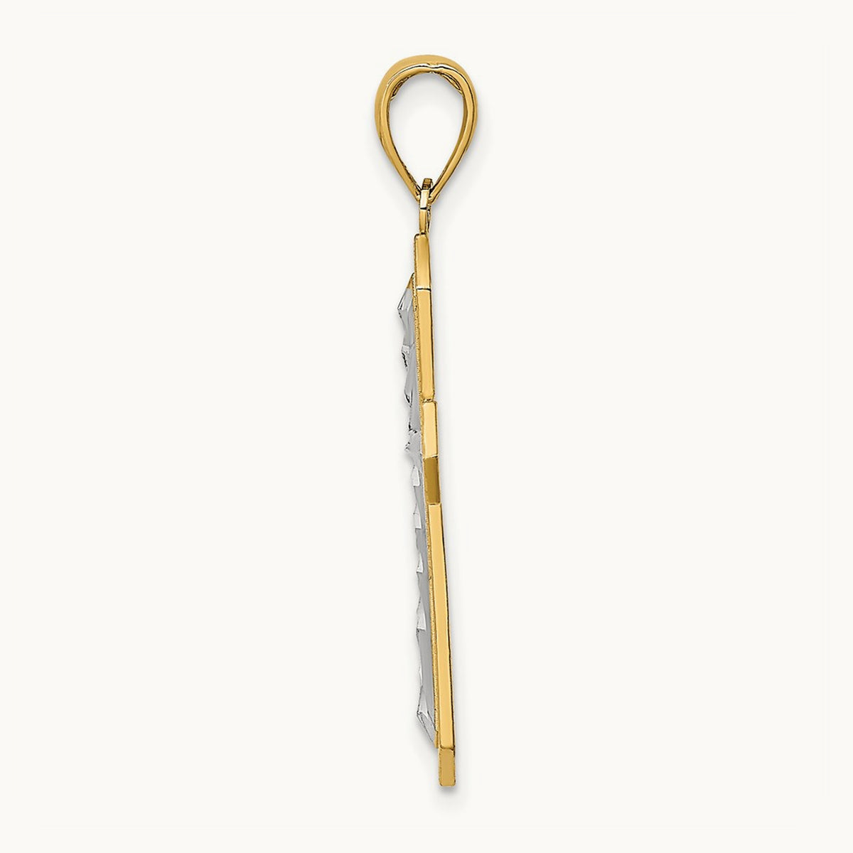 Center Cross Charm — 14K Yellow Gold & Rhodium
