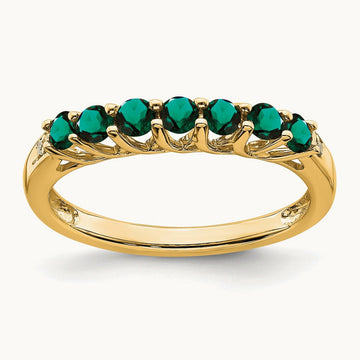 Created Alexandrite and Diamond 7-stone Ring, 14K