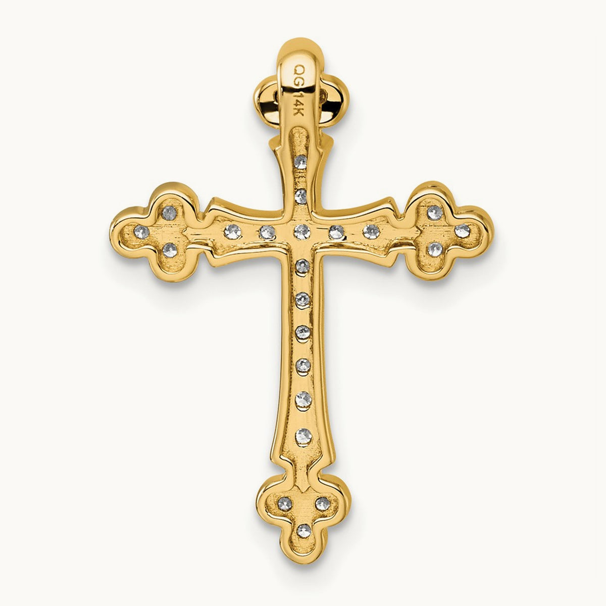 Diamond Budded Cross Chain Slide — 14K Yellow Gold, 25.2mm