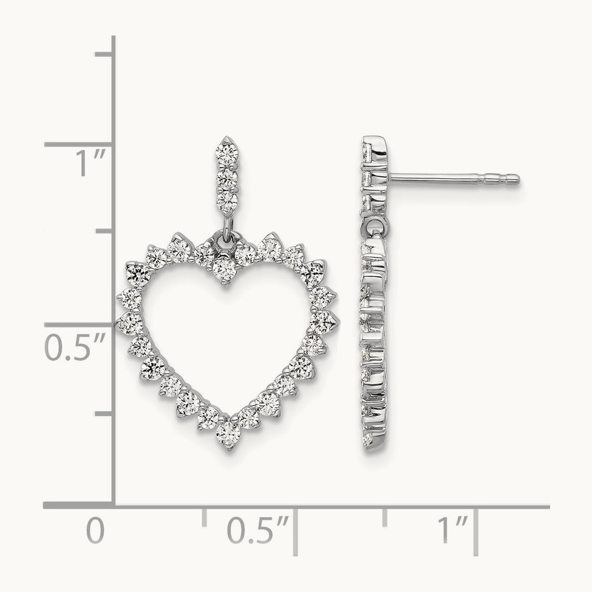 Dangle Heart Post Earrings, 1.00 ct tw Lab-Grown Diamond