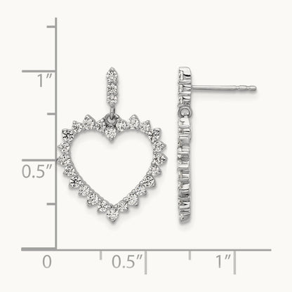 Dangle Heart Post Earrings, 1.00 ct tw Lab-Grown Diamond