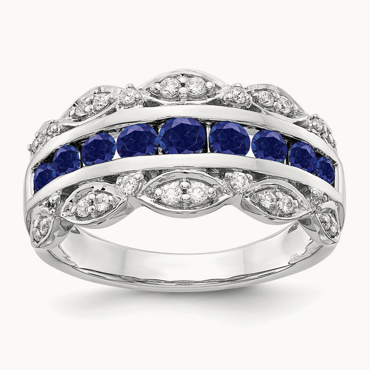 Created Sapphire Ring, 0.20 ct tw Lab-Grown Diamond