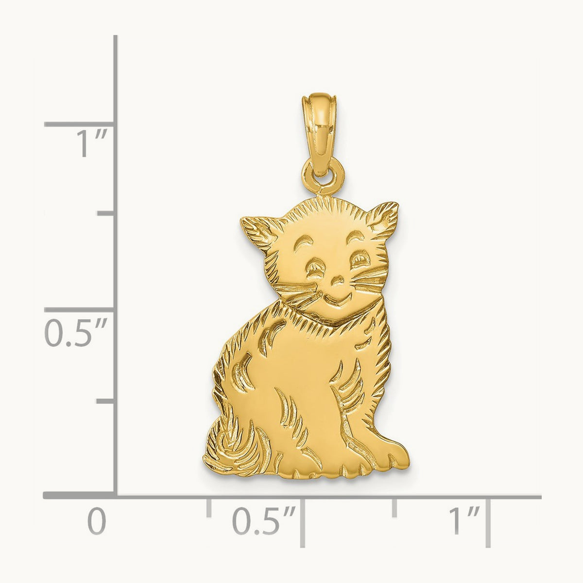 Polished Cat Charm, 14K