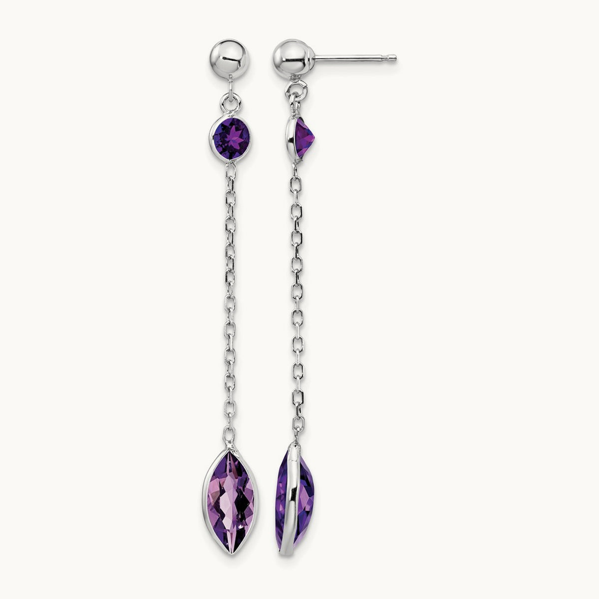 Amethyst Post Dangle Earrings — photo set