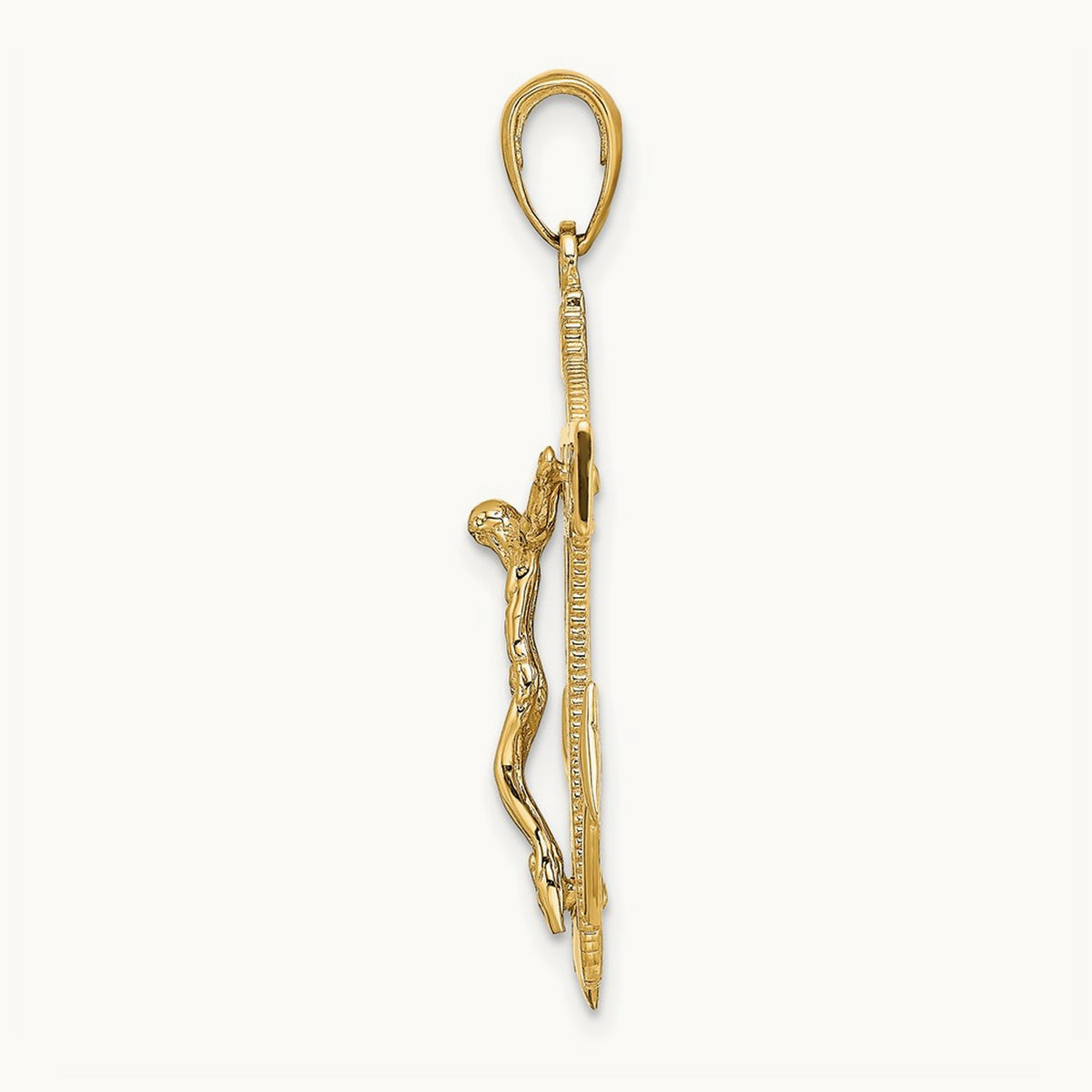 Polished Textured Mariners Crucifix Pendant, 14K