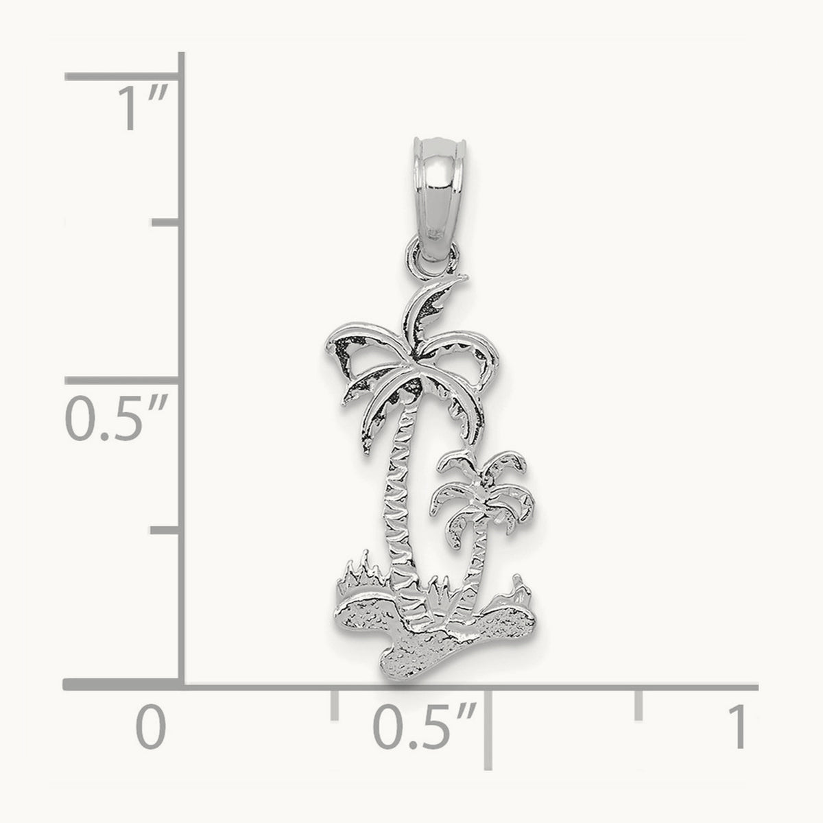 Double Palm Trees Pendant — 14K White Gold, 16.7mm