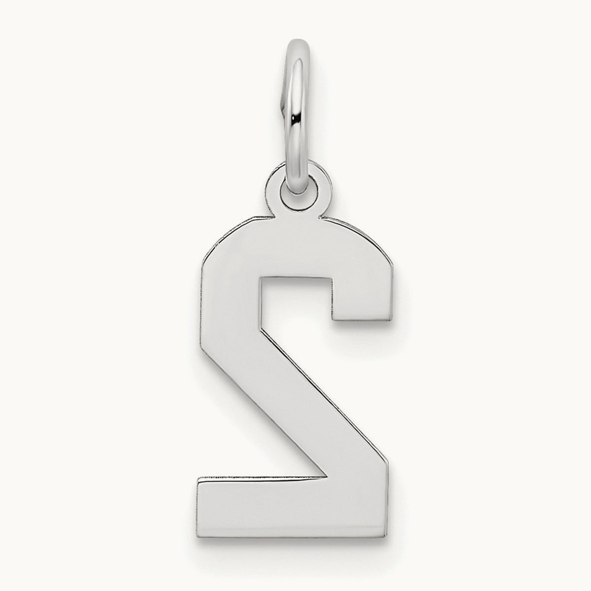Small Satin Number 2 Charm — 14K White Gold