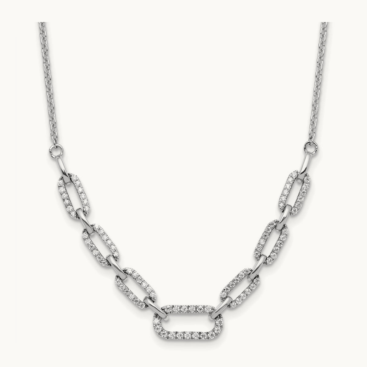 Fashion Link Necklace, 0.50 ct tw Lab-Grown Diamond — 14K White Gold