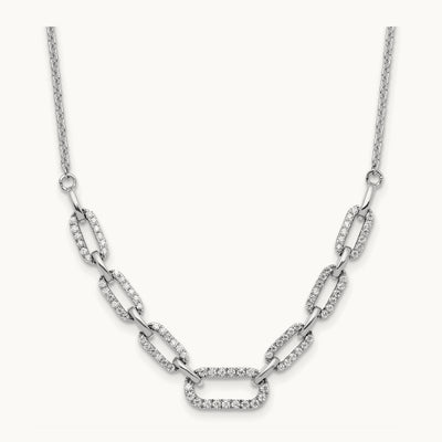 Fashion Link Necklace, 0.50 ct tw Lab-Grown Diamond — 14K White Gold