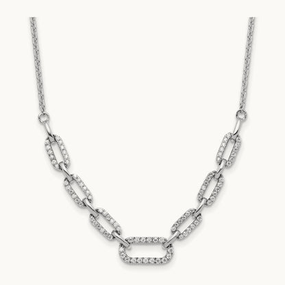 Fashion Link Necklace, 0.50 ct tw Lab-Grown Diamond — 14K White Gold