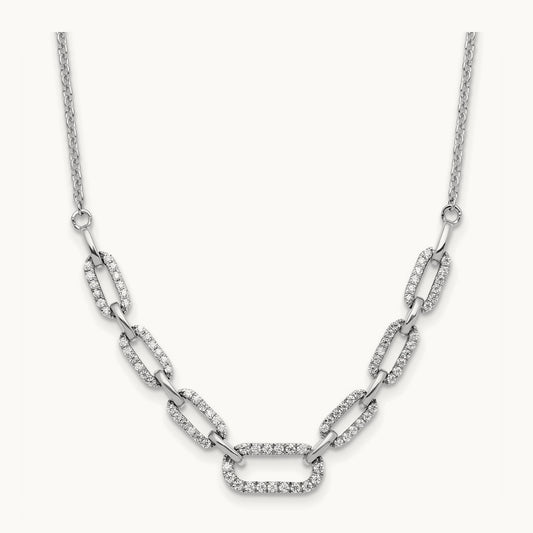 Fashion Link Necklace, 0.50 ct tw Lab-Grown Diamond — 14K White Gold
