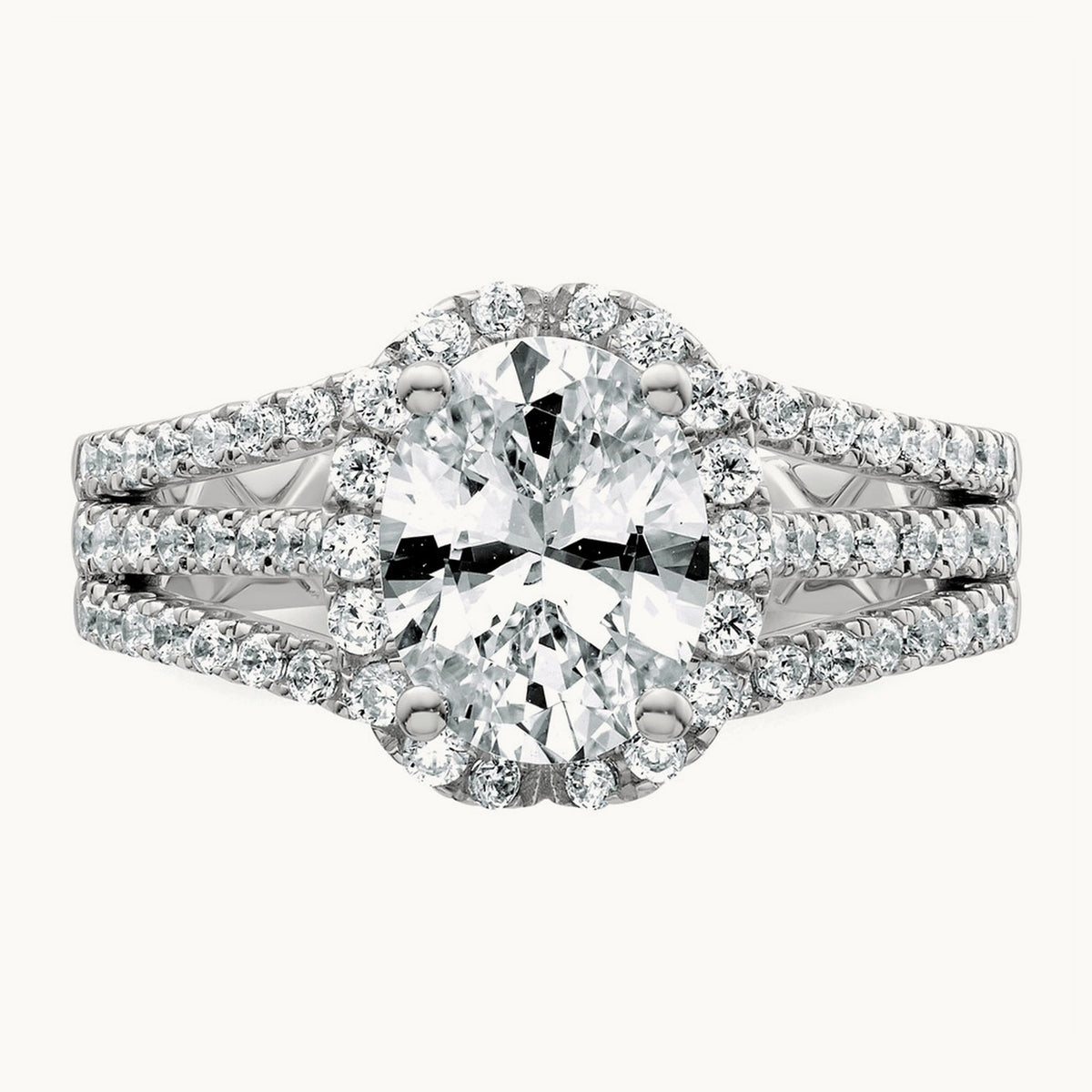 Halo Engagement Ring — 14K White Gold, 7