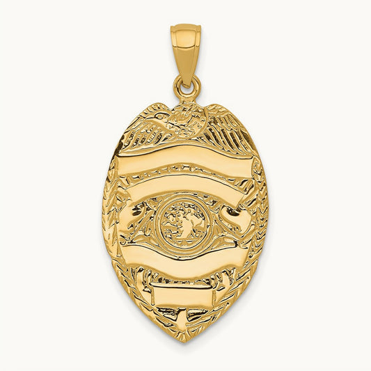 Large Badge Pendant, 14K