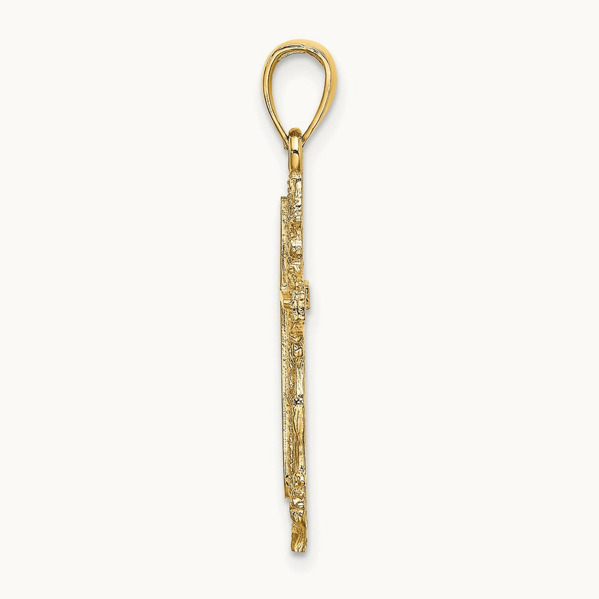 Cross with Lace Trim Charm — 14K Yellow Gold