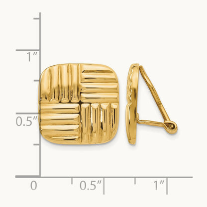 Non-pierced Basket weave Earrings, 14K