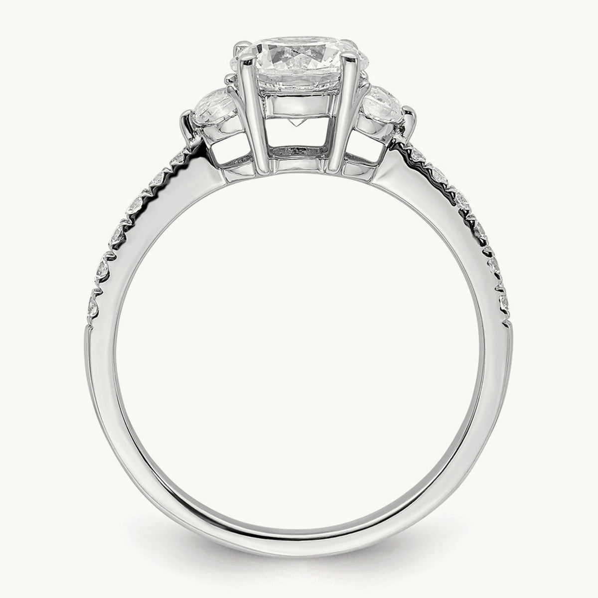 3 Stone Half Moon/Round Semi-Mount Ring, 0.75 ct tw