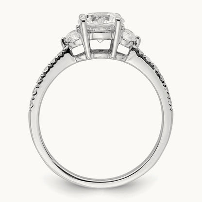 3 Stone Half Moon/Round Semi-Mount Ring, 0.75 ct tw