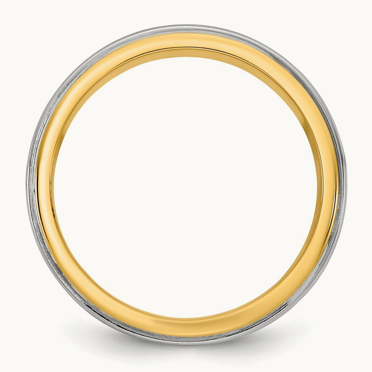 Y/W Step Edge Wedding Band, 7mm, 14K Two-tone