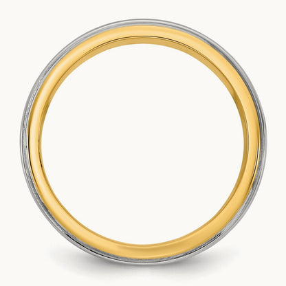 Y/W Step Edge Wedding Band, 7mm, 14K Two-tone