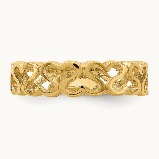 Polished Heart Band, 14K
