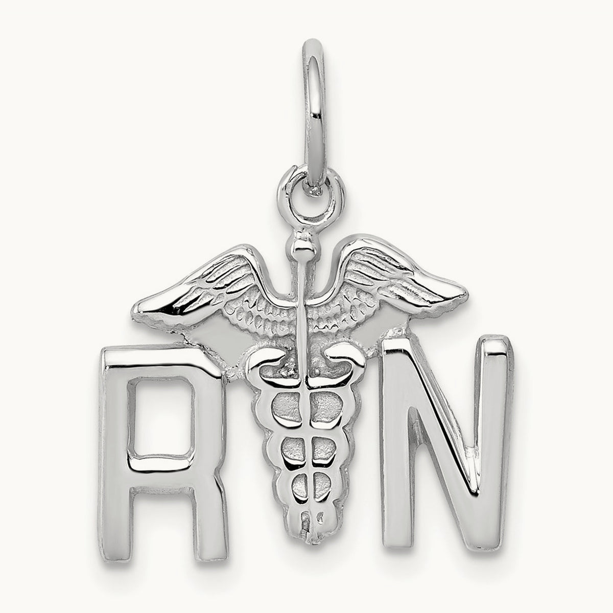 RN Charm, 14K White Gold