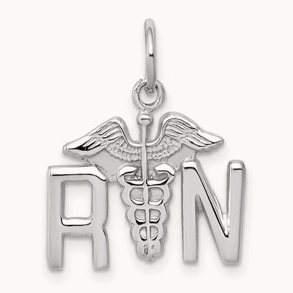 RN Charm, 14K White Gold