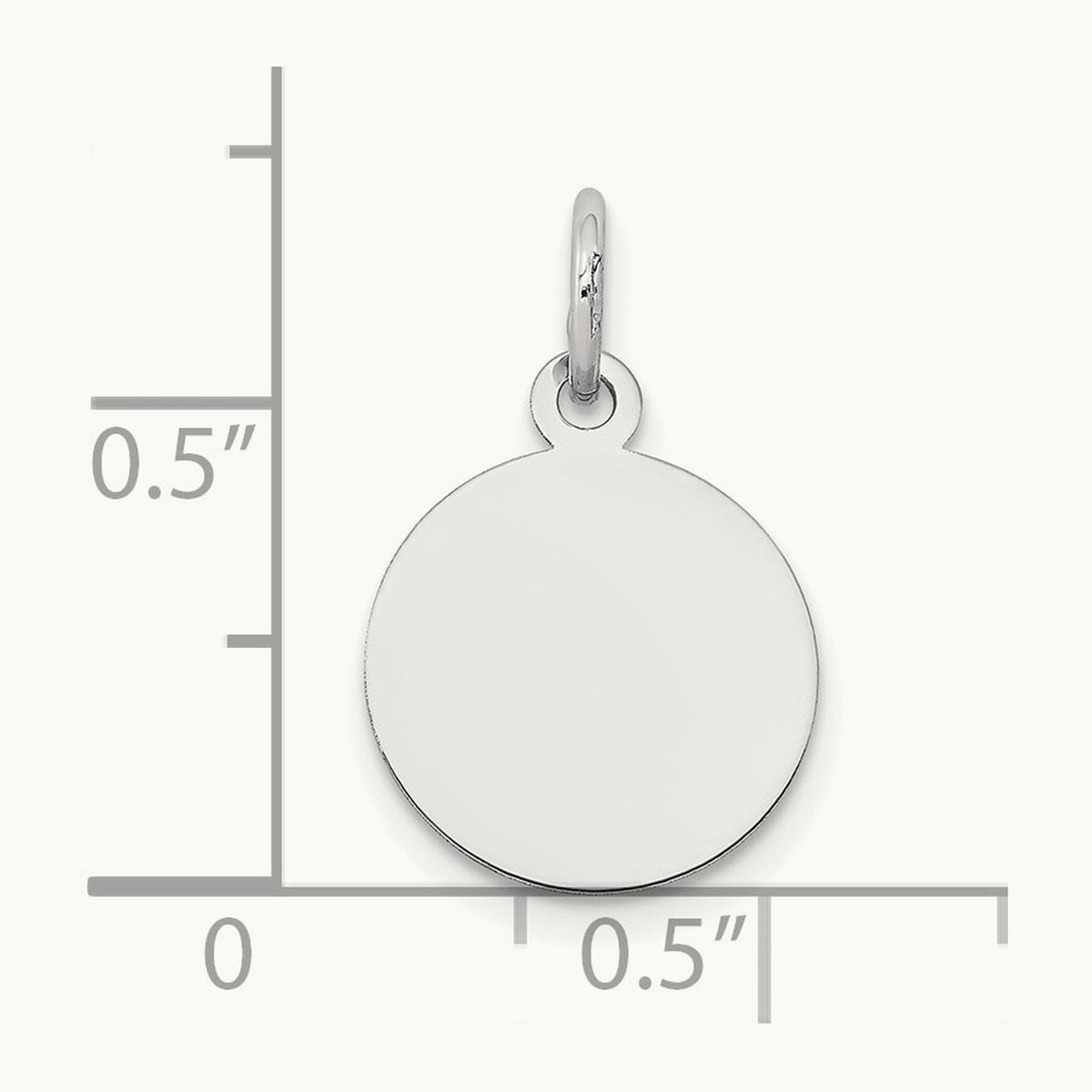 Round Disc Charm, 14K White Gold