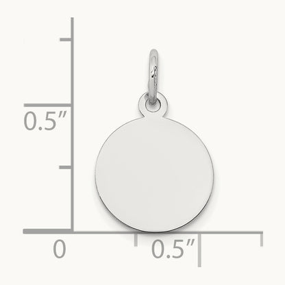 Round Disc Charm, 14K White Gold