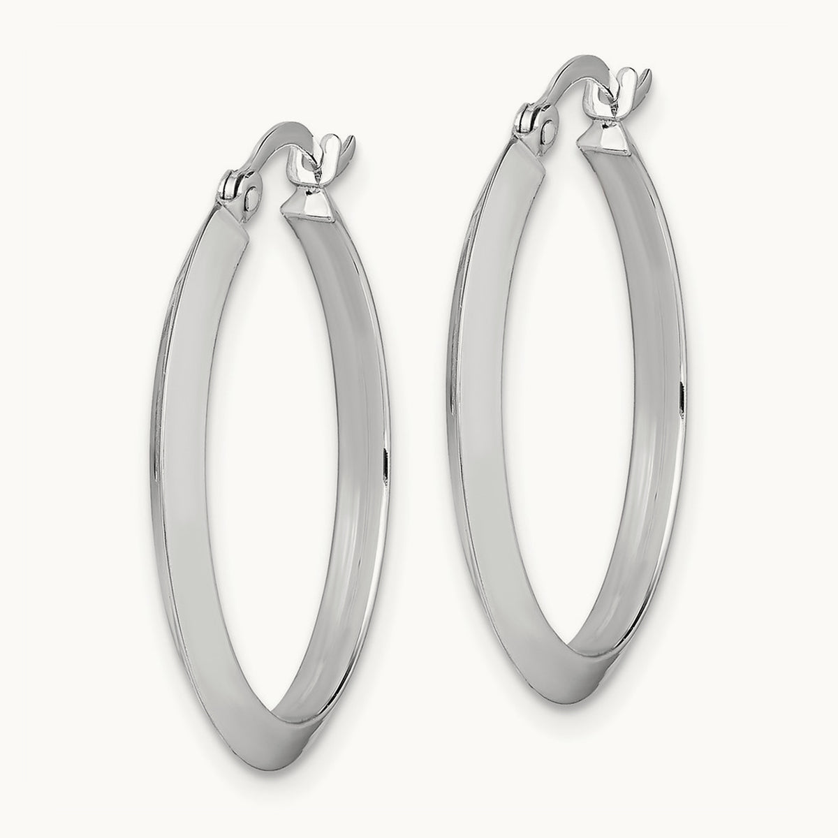 Polished Hoop Earrings — 14K White Gold