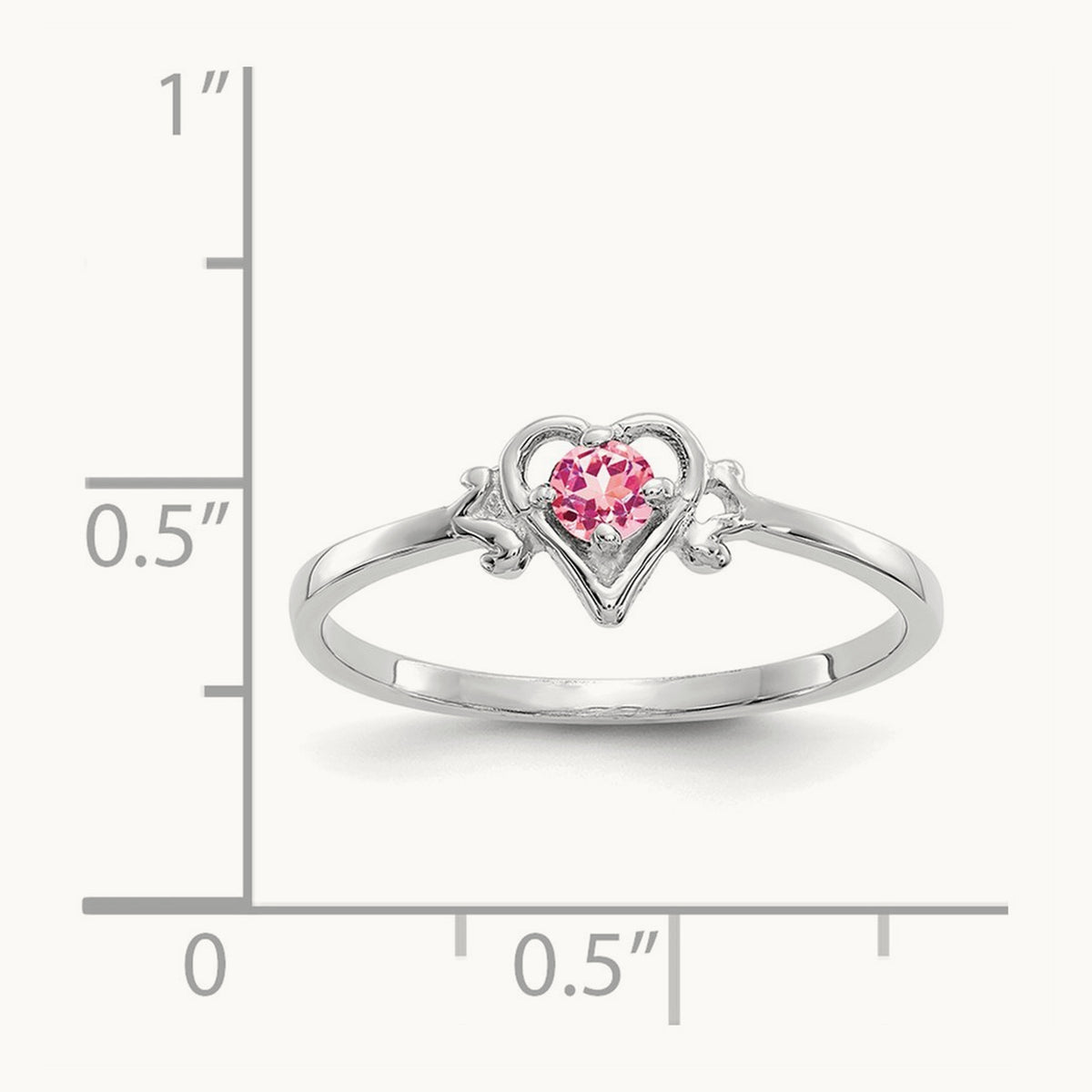 Tourmaline Birthstone Heart Ring — 14K White Gold, 7