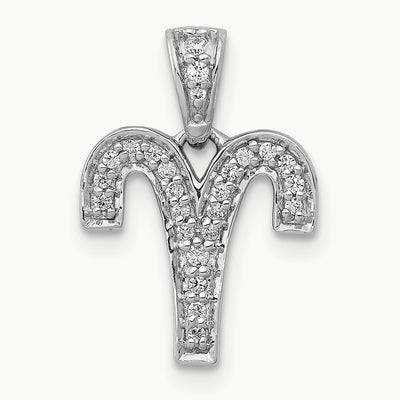 Diamond Aries Zodiac Pendant, 14K White Gold