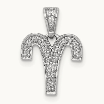 Diamond Aries Zodiac Pendant, 14K White Gold