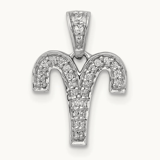 Diamond Aries Zodiac Pendant, 14K White Gold