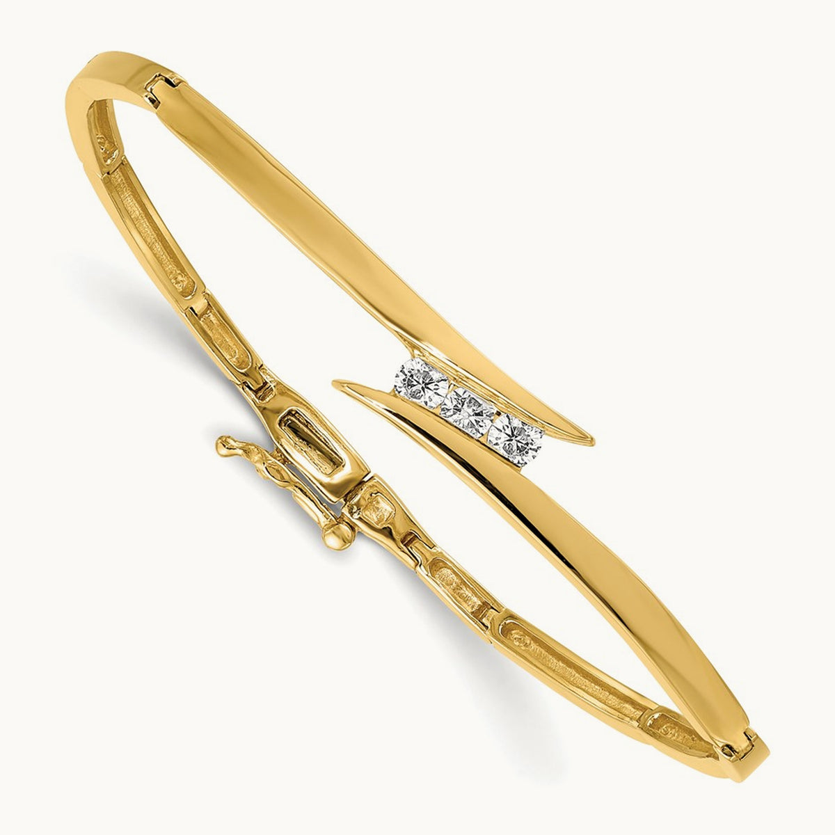 AA Diamond Hinged Bangle Bracelet, 14K