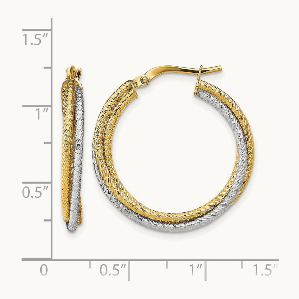 Polished D/C Hoop Earrings, 10K with Rhodium — Leslie's