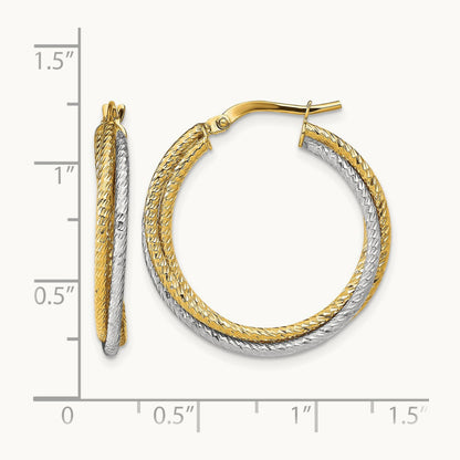 Polished D/C Hoop Earrings, 10K with Rhodium — Leslie's