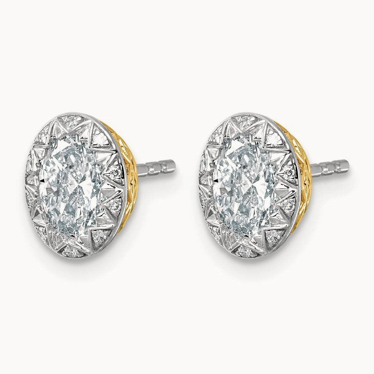 With Rhodium Oval Center Earrings, 1.50 ct tw Lab-Grown Diamond