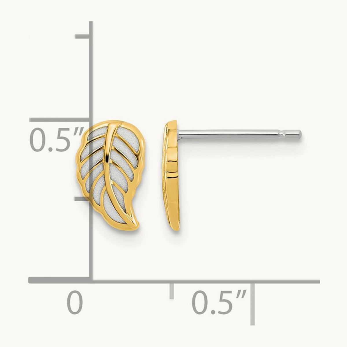 Leaf Post Earrings, 14K Two Tone