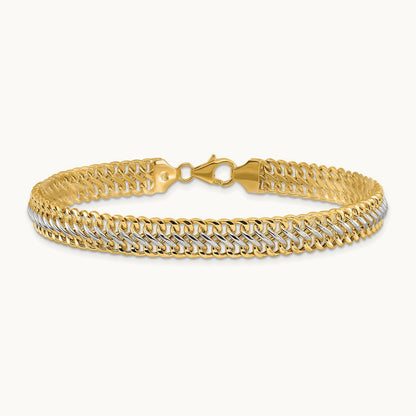 & White Rhodium Polished Fancy Link Bracelet, 14K