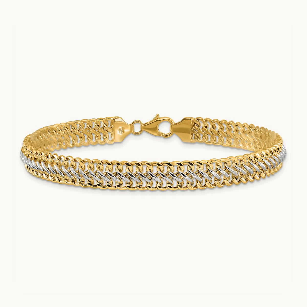 & White Rhodium Polished Fancy Link Bracelet, 14K