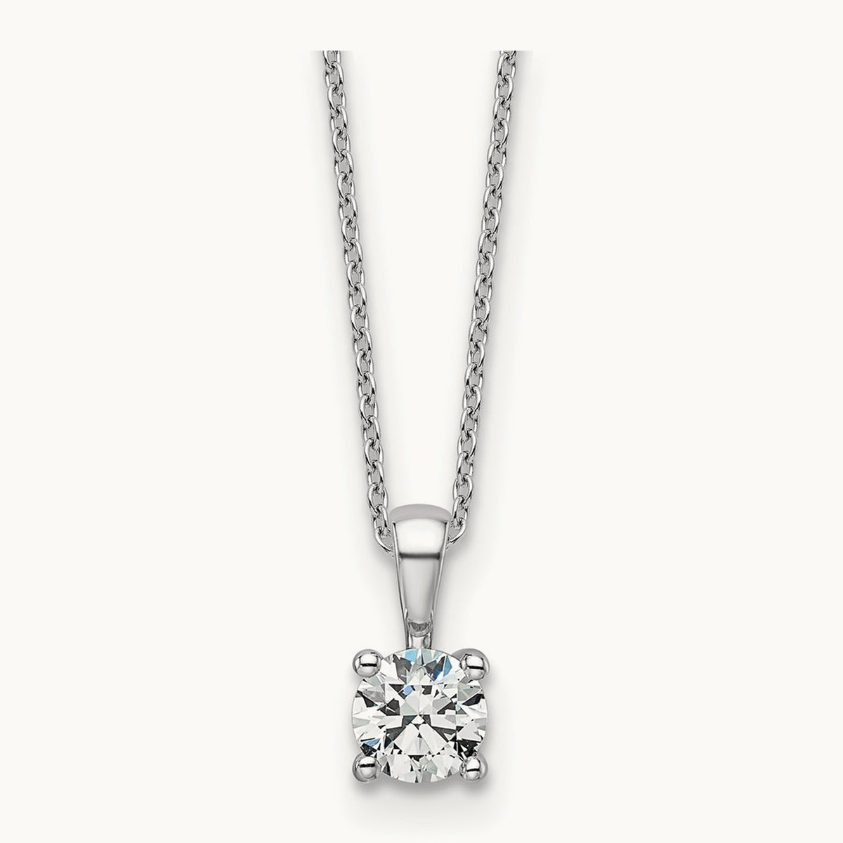 Four-Prong Pendant Necklace, 0.50-2.00 ct tw Lab-Grown Diamond — 1/2 ct, 14K White Gold