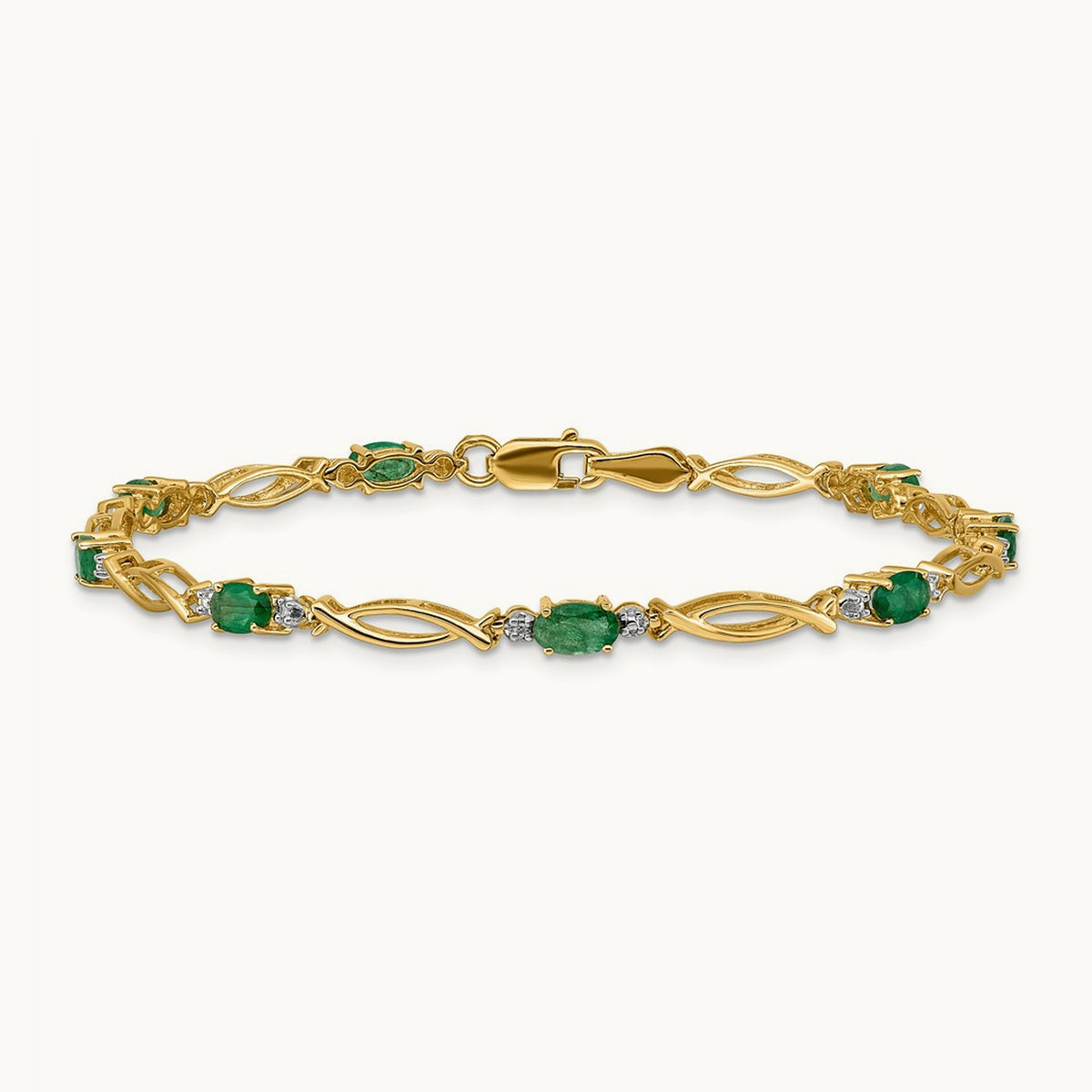 Diamond and Emerald Bracelet, 14K