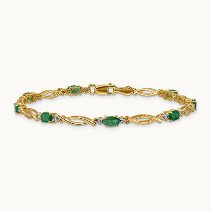 Diamond and Emerald Bracelet, 14K
