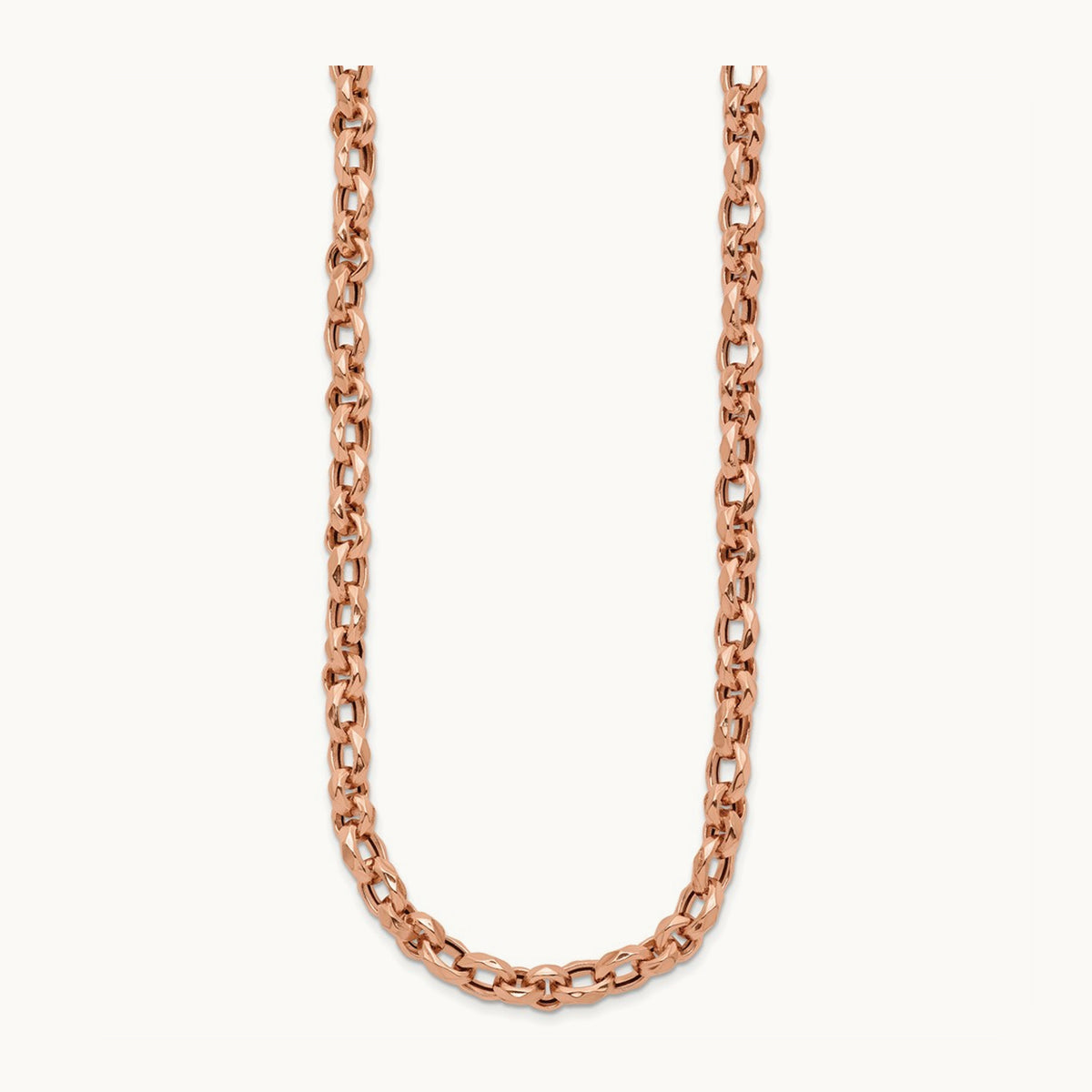Polished Fancy Link Necklace, 14K Rose Gold