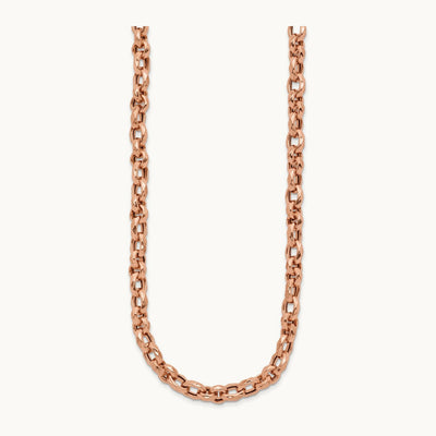 Polished Fancy Link Necklace, 14K Rose Gold